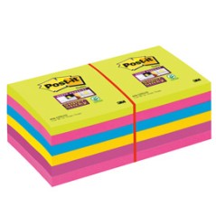 BLOCCO 90foglietti Post-itÂ® Super Sticky 76x76mm ULTRACOLOR 654-12SSUCC