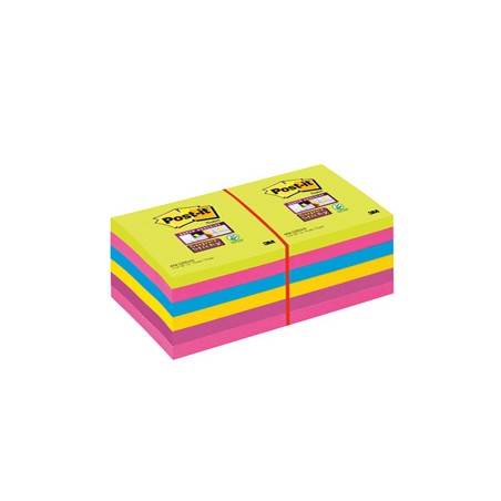 BLOCCO 90foglietti Post-itÂ® Super Sticky 76x76mm ULTRACOLOR 654-12SSUCC