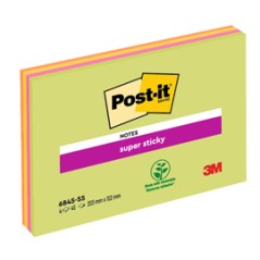 BLOCCO 45foglietti Post-itÂ® Super Sticky 203x152mm MEETING NOTE NEON 6845-SSP