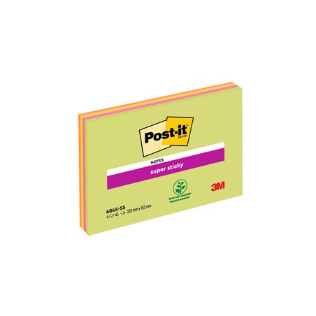 BLOCCO 45foglietti Post-itÂ® Super Sticky 203x152mm MEETING NOTE NEON 6845-SSP