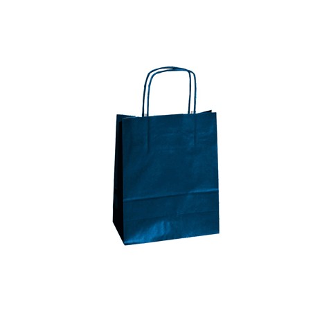 25 SHOPPERS CARTA KRAFT 22X10X29CM TWISTED BLU