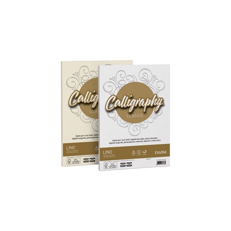 Carta CALLIGRAPHY LINO 200gr A4 50fg bianco 01 FAVINI