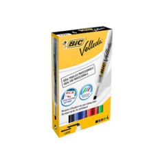 Astuccio pennarello VELLEDA 1791 punta scalpello whiteboard 4 colori BICÂ®