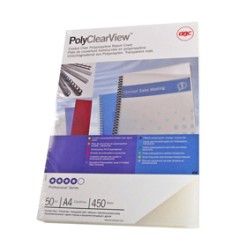 Scatola 100 copertine PolyClear View A4 300micron ppl neutro trasp.opaco GBC