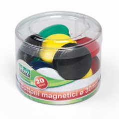 BARATTOLO 20 MAGNETI TONDI Ã˜ 30MM COLORI ASS. ART.2141