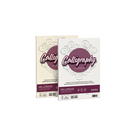 Carta CALLIGRAPHY MILLERIGHE 100gr A4 50fg bianco 01 FAVINI