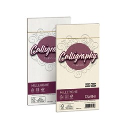 25 BUSTE CALLIGRAPHY MILLERIGHE 110X220MM 100GR 01 BIANCO