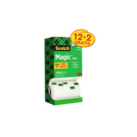 Multi pack 12+2 nastro adesivo ScotchÂ® Magicâ„¢ 810 19mmx33mt permanente