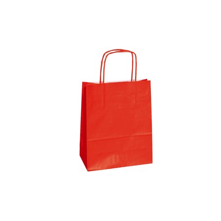 25 SHOPPERS CARTA KRAFT 26x11x34,5cm TWISTED rosso