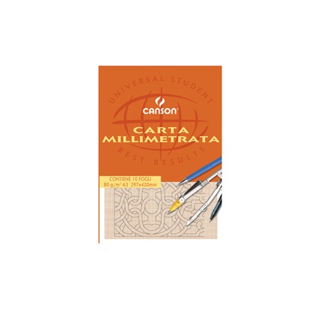 BLOCCO CARTA OPACA MILLIMETRATA 297x420mm 10FG 80GR CANSON