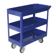 CARRELLO C/RUOTE IN ACCIAIO VERNICIATO BLU 3 RIPIANI 84X41cm H 82cm