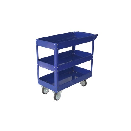 CARRELLO C/RUOTE IN ACCIAIO VERNICIATO BLU 3 RIPIANI 84X41cm H 82cm