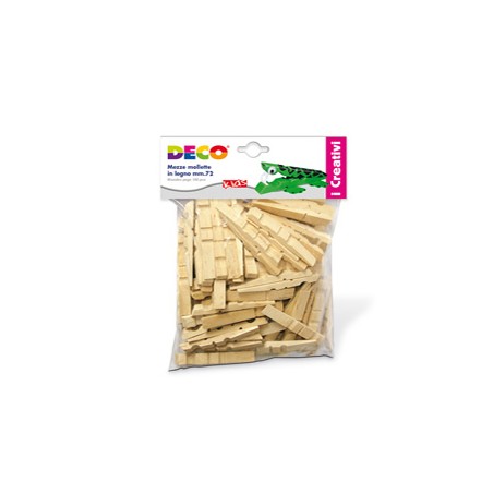 SACCHETTO 100 MEZZE MOLLETTE LEGNO 72mm ART.1719 DECO