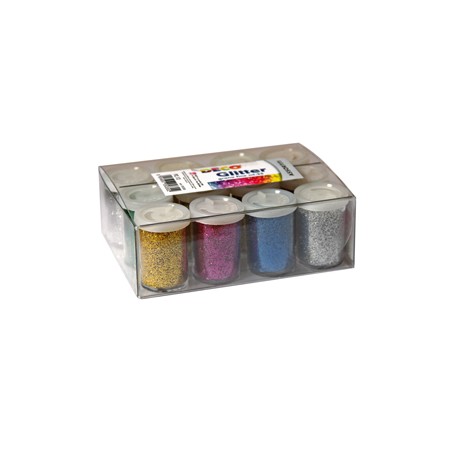 12 FLACONI GLITTER DA 25ML 5 COLORI ASSORTITI 05330 DECO