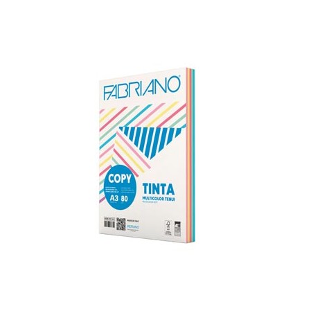 CARTA COPY TINTA MULTICOLOR A3 80gr 250fg mix 5 colori tenui FABRIANO