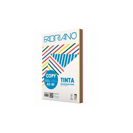 CARTA COPY TINTA MULTICOLOR A3 80gr 250fg mix 5 colori forti