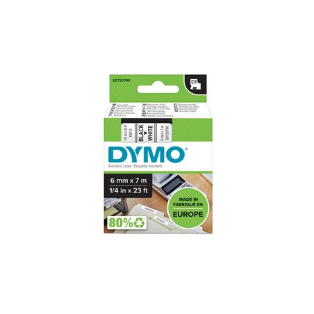 NASTRO DYMO TIPO D1 (6MMX7MT) NERO/BIANCO 436130