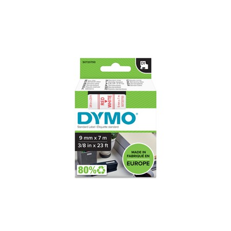 NASTRO DYMO TIPO D1 (9MMX7M) ROSSO/BIANCO 409150