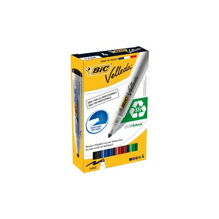 ASTUCCIO 4 MARCATORI P.TONDA Whiteboard VELLEDAÂ® 1701 Recycled BICÂ®