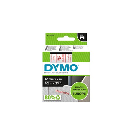 NASTRO DYMO TIPO D1 (12MMX7M) ROSSO/TRASPARENTE 450120