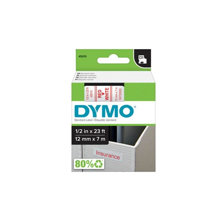 NASTRO DYMO TIPO D1 (12MMX7M) ROSSO/BIANCO 450150