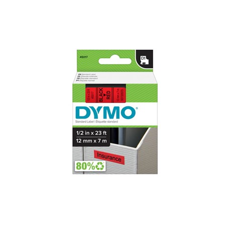 NASTRO DYMO TIPO D1 (12MMX7M) NERO/ROSSO 450170