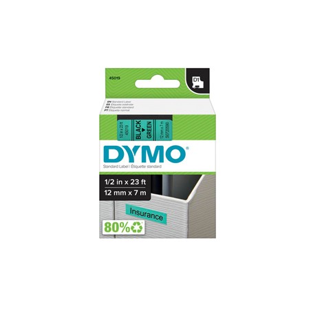 NASTRO DYMO TIPO D1 (12MMX7M) NERO/VERDE 450190