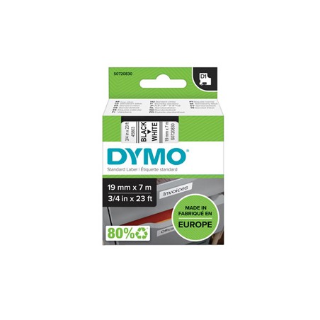 NASTRO DYMO TIPO D1 (19MMX7MT) NERO/BIANCO 458030