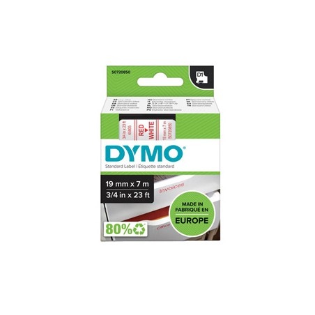 NASTRO DYMO TIPO D1 (19MMX7MT) ROSSO/BIANCO 458050