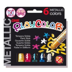 TEMPERA SOLIDA PLAYCOLOR 6 COLORI METAL in STICK da 10GR