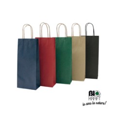 20 SHOPPERS CARTA BIOKRAFT 14X9X38CM PORTABOTTIGLIE NERO