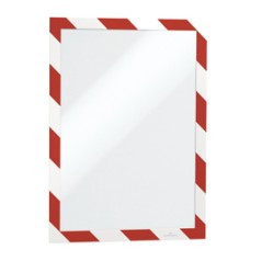 Cornice adesiva DuraframeÂ® Security A4 21x29,7cm rosso-bianco DURABLE