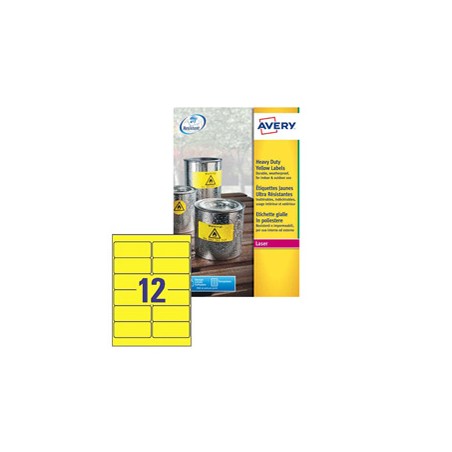 Poliestere adesivo L6107 giallo fluo 20fg A4 99,1x42,3mm (12et/fg) laser Avery