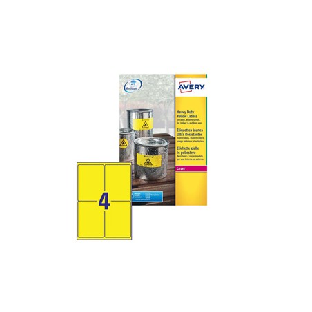 Poliestere adesivo L6127 giallo fluo 20fg A4 99,1x139mm (4et/fg) laser Avery