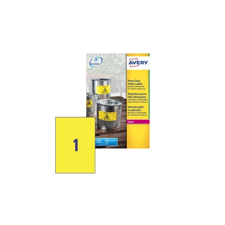 Poliestere adesivo L6111 giallo fluo 20fg A4 210x297mm (1et/fg) laser Avery