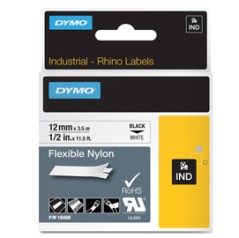 NASTRO NYLON FLESSIBILE 19mm x 3.5mt nero su bianco 18489 RHINO