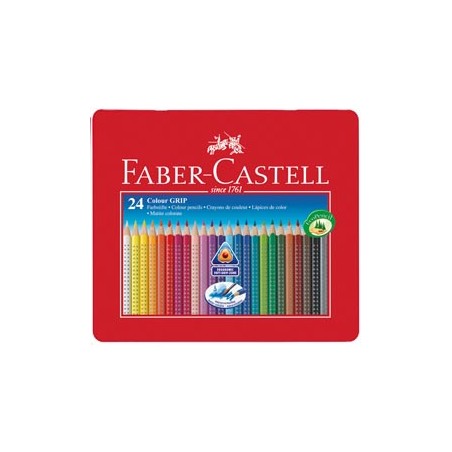 ASTUCCIO metallo 24 PASTELLI COLORATI ACQUERELLABILI Color Grip FABER CASTELL