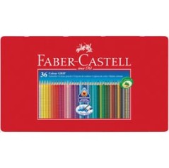 ASTUCCIO metallo 36 PASTELLI COLORATI ACQUERELLABILI Color Grip FABER CASTELL