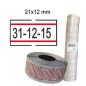 PACK 10 ROTOLI 1000 ETICH. 21x12mm BIANCO REMOV. con RIGHE ROSSE Printex