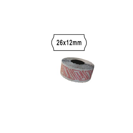 PACK 10 ROTOLI 1000 ETICH. 26x12mm ONDA BIANCO PERM. Printex