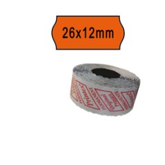 PACK 10 ROTOLI 1000 ETICH. 26x12mm ONDA ARANCIO PERM. Printex