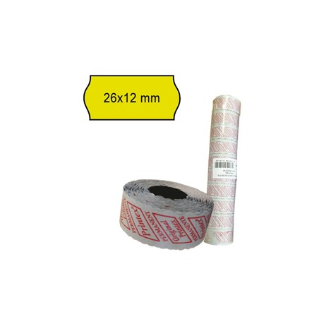 PACK 10 ROTOLI 1000 ETICH. 26x12mm ONDA GIALLO PERM. Printex