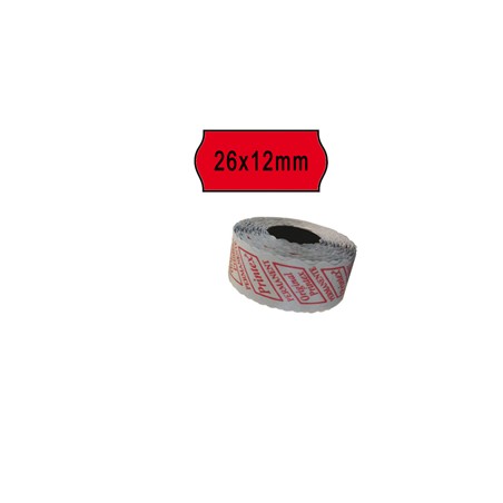 PACK 10 ROTOLI 1000 ETICH. 26x12mm ONDA ROSSO PERM. Printex