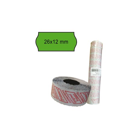 PACK 10 ROTOLI 1000 ETICH. 26x12mm ONDA VERDE PERM. Printex