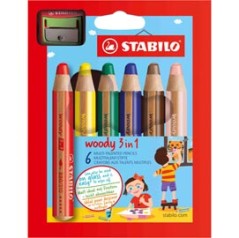 Astuccio 6 pastelli STABILO WOODY 3in1 + TEMPERINO