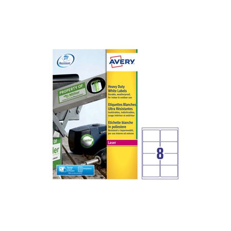 Poliestere adesivo L4715 bianco 20fg A4 99,1x67,7mm (8et/fg) laser Avery