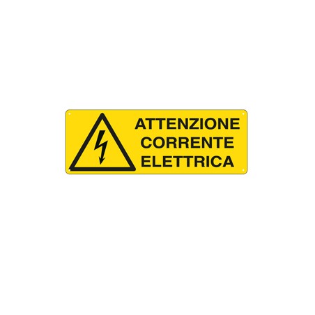 CARTELLO ALLUMINIO 35x12,5cm 'ATTENZIONE CORRENTE ELETTRICA'