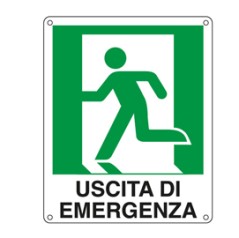 CARTELLO ALLUMINIO 25x31cm 'USCITA DI EMERGENZA A SX'