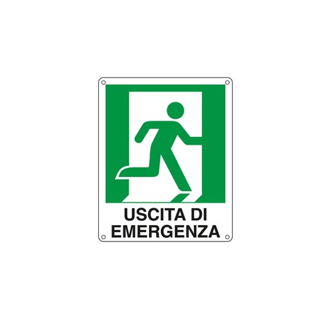 CARTELLO ALLUMINIO 25x31cm 'USCITA DI EMERGENZA A DX'