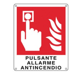 CARTELLO ALLUMINIO 12x14,5cm 'PULSANTE ALLARME ANTINCENDIO''